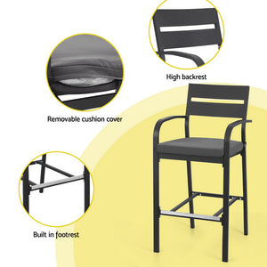 Gardeon Outdoor Bar Set 5-Piece Patio Dining Chairs Aluminium Table Stools