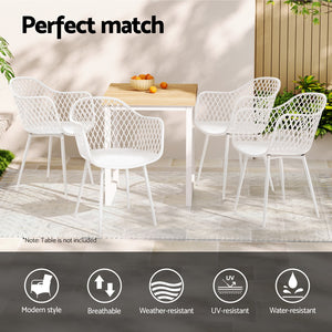 Gardeon 4PC Outdoor Dining Chairs PP Lounge Chair Patio Furniture Garden White