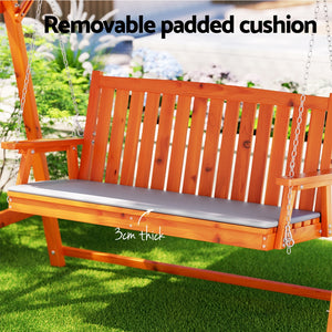 Gardeon Wooden Swing Chair Garden Bench Canopy 3 Seater Outdoor Furniture