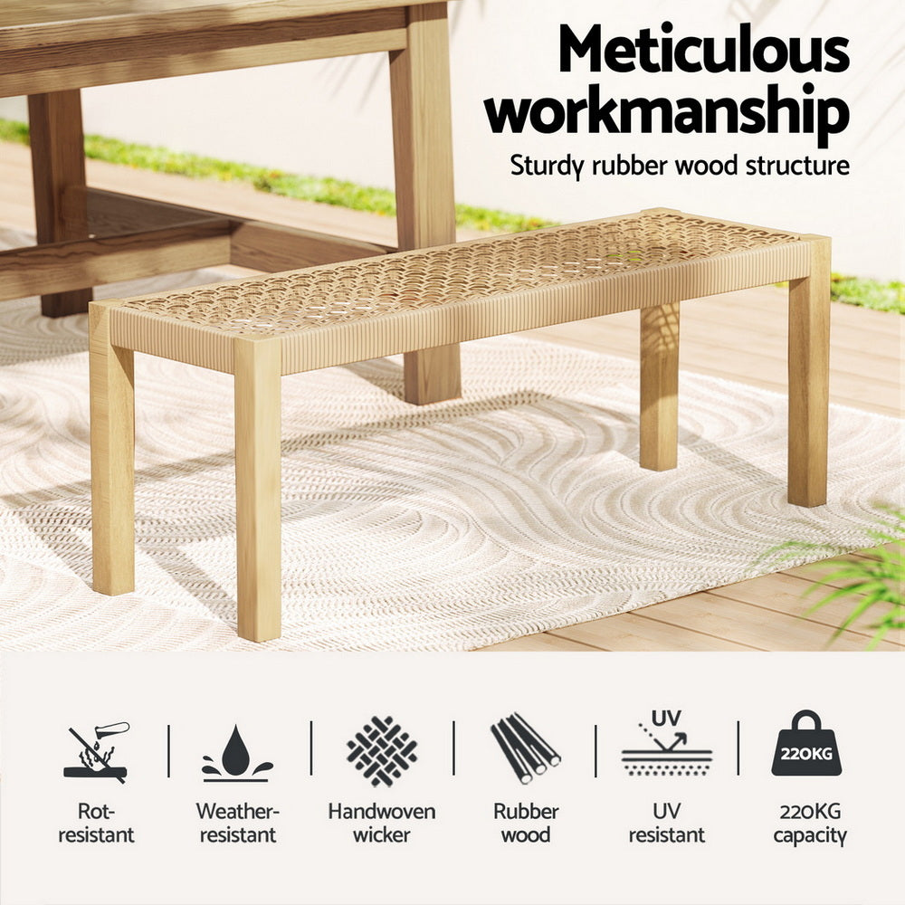 Gardeon Outdoor Garden Bench Seat Dining Acacia Wood 2-Seater Patio Furniture