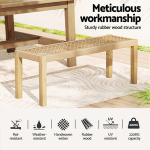 Gardeon Outdoor Garden Bench Seat Dining Acacia Wood 2-Seater Patio Furniture
