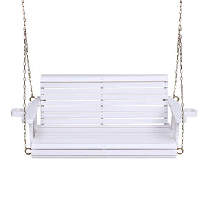 Gardeon Porch Outdoor Swing Chair With Cup Holder Wooden Furniture 2 Seater White