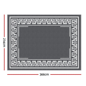 Gardeon Outdoor Rugs 274x366cm Large Carpet Reversible Area Mat PP Dual-Sided Patio Rug Greek Key