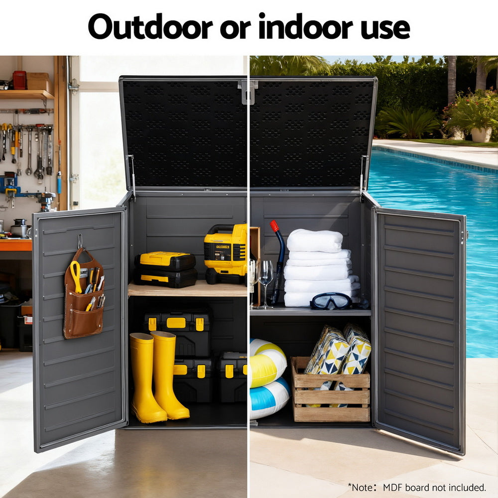 Gardeon Outdoor Storage Box 1170L Container Lockable Cabinet Tool Organizer Shed Grey