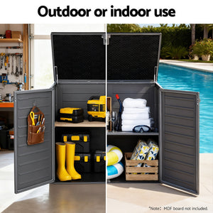 Gardeon Outdoor Storage Box 1170L Container Lockable Cabinet Tool Organizer Shed Grey