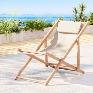 Gardeon Outdoor Deck Chair Wooden Sun Lounge Folding Beach Patio Furni
