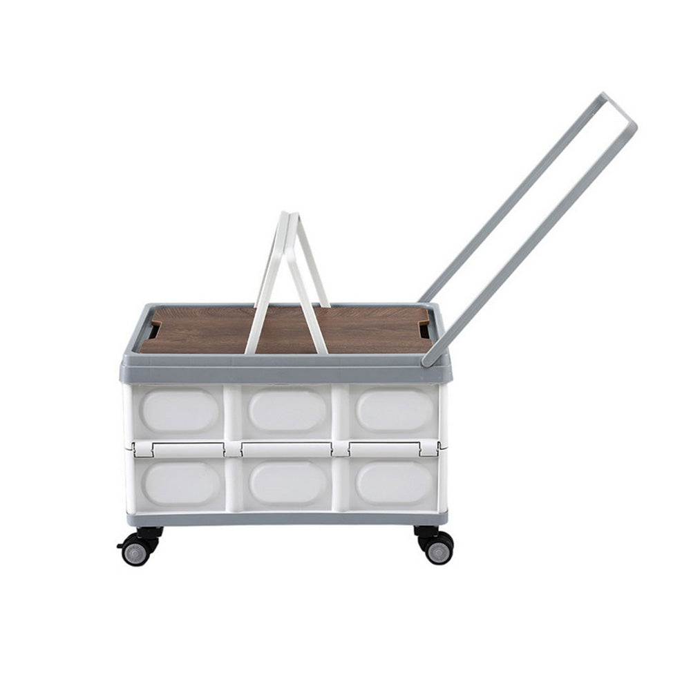 Gardeon Collapsible Outdoor Storage Box 54L Stackable Folding Camping Organizer Wheels Plywood Lid Beige
