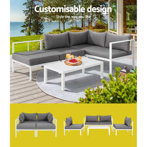 Gardeon 4-Seater Aluminium Outdoor Sofa Set Lounge Setting Table Chair Furniture
