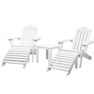 Gardeon Outdoor Sun Lounge Beach Chairs Table Setting Wooden Adirondack Patio Chair