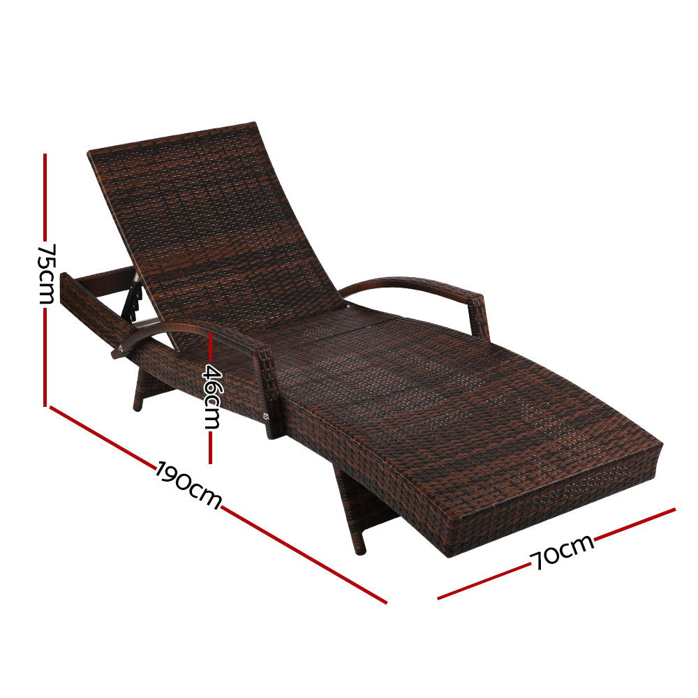 Gardeon Set of 2 Sun Lounge Outdoor Furniture Day Bed Rattan Wicker Lounger Patio