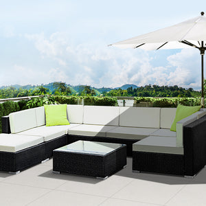 Gardeon 8PC Outdoor Furniture Sofa Set Wicker Garden Patio Pool Lounge