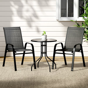 Gardeon Outdoor Furniture 3PC Table and chairs Stackable Bistro Set Patio Coffee