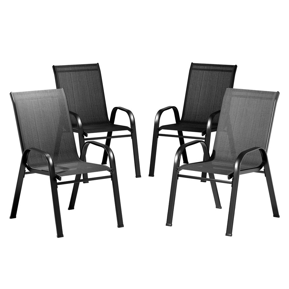 Gardeon 4X Outdoor Stackable Chairs Lounge Chair Bistro Set Patio Furniture