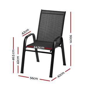 Gardeon 4X Outdoor Stackable Chairs Lounge Chair Bistro Set Patio Furniture