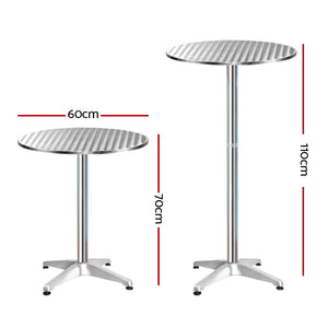 Gardeon 6pcs Outdoor Bar Table Furniture Adjustable Aluminium Cafe Table Round