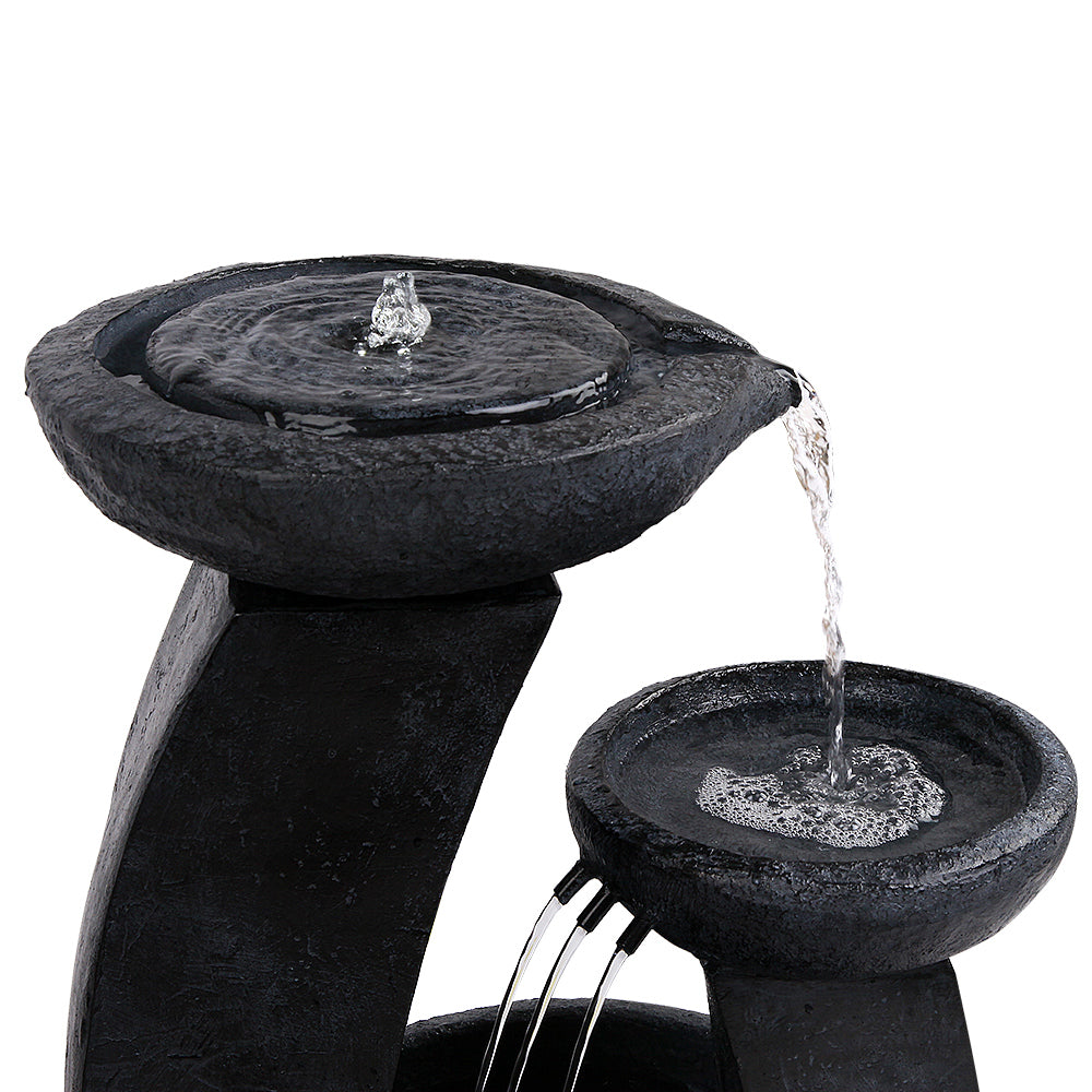 Gardeon Solar Water Feature Cascading Fountain 3-Tier Mushroom LED Light 70CM