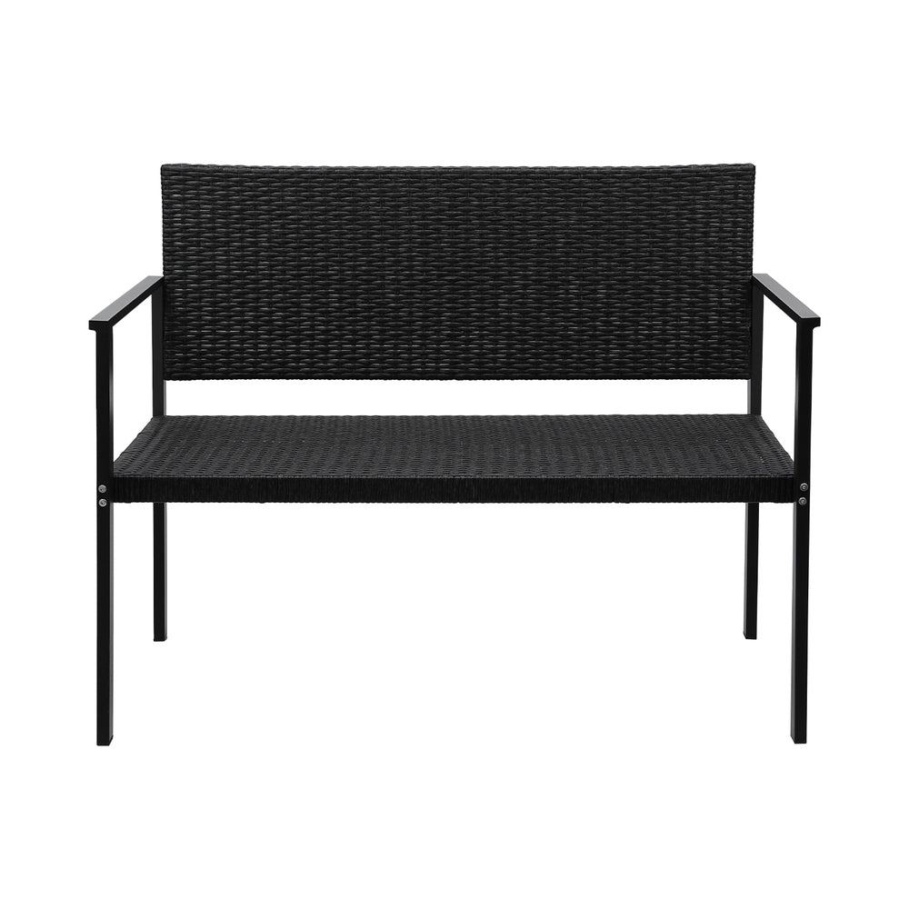 Steel wicker garden bench sale