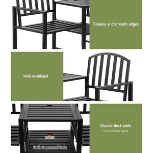 Gardeon Outdoor Garden Bench Steel Table and chair Patio Furniture Loveseat Park