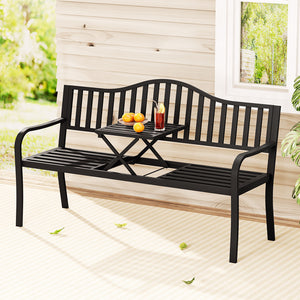 Gardeon Outdoor Garden Bench Steel Foldable Table Furniture Patio Loveseat