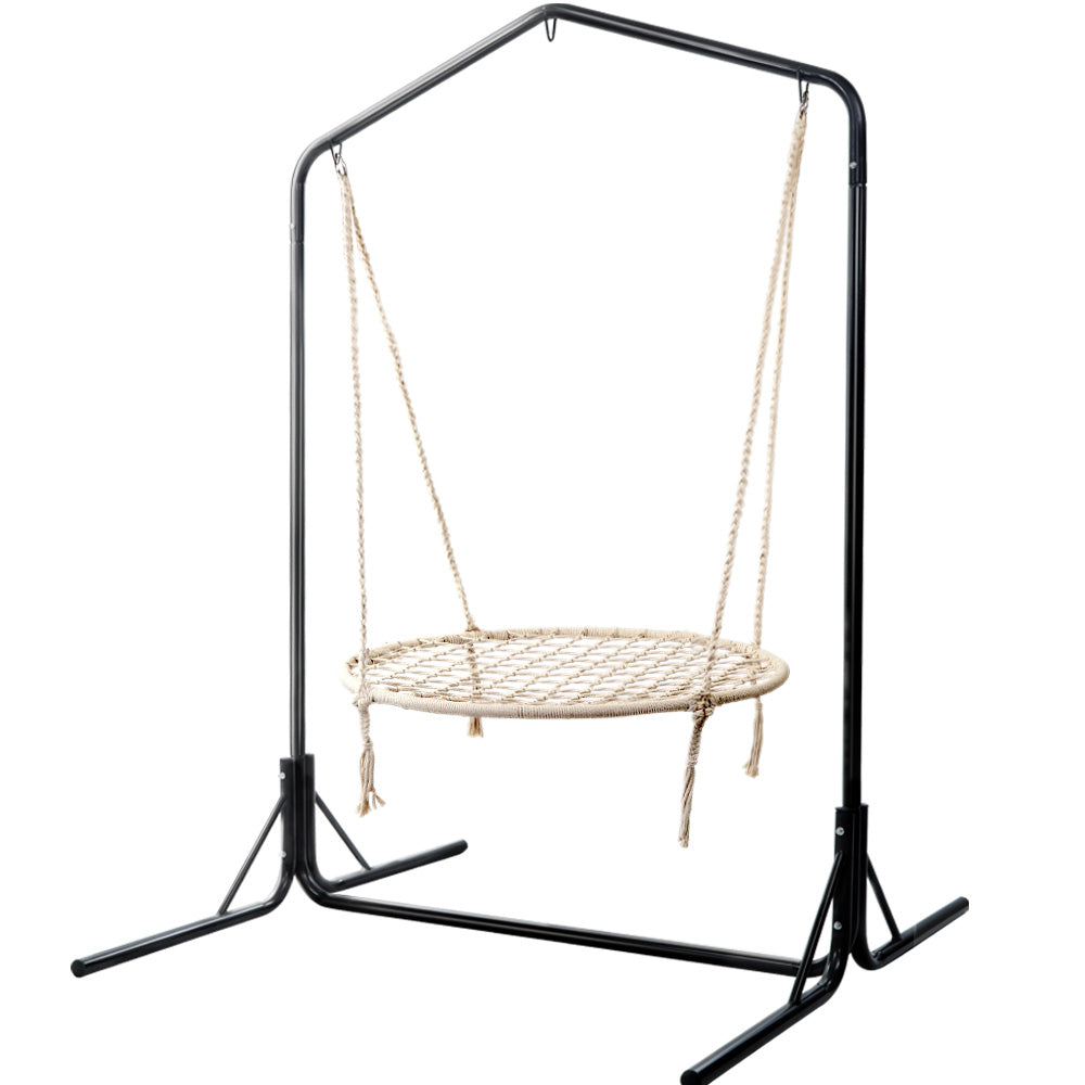 Gardeon Hammock Chair Kids Swing with Stand 100cm - Cream