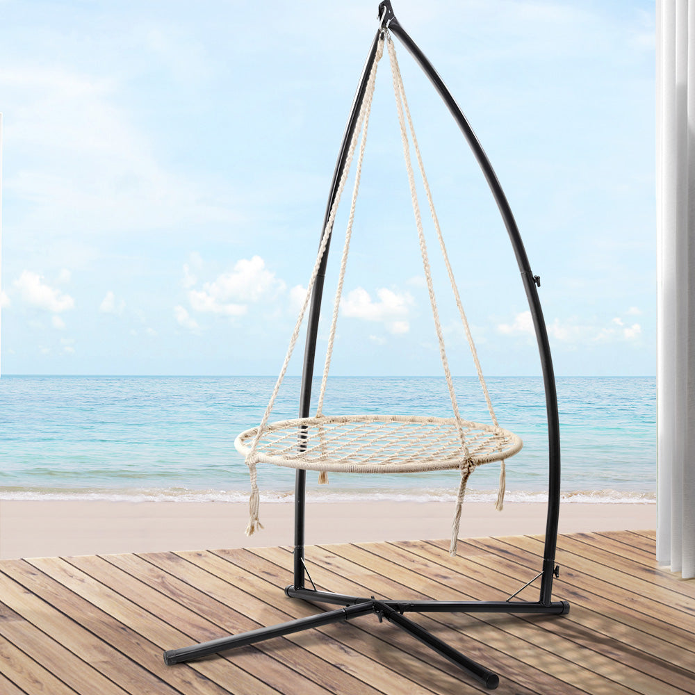 Gardeon Outdoor Hammock Chair with Stand 100cm - Cream