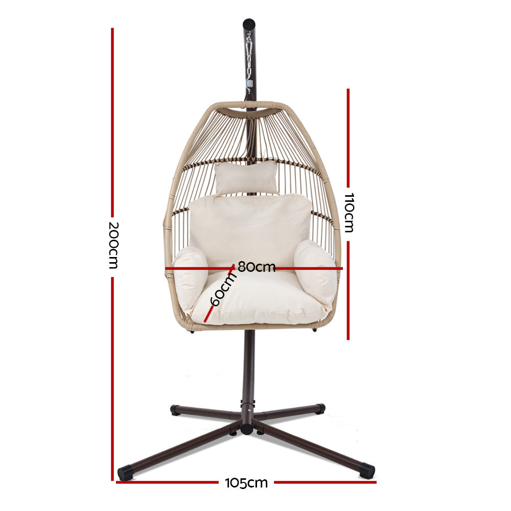 Gardeon Outdoor Furniture Egg Hanging Swing Chair Stand Wicker Rattan Hammock
