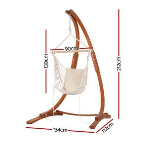 Gardeon Wooden Hammock Chair with Stand Outdoor Lounger Camping Hammock Timber