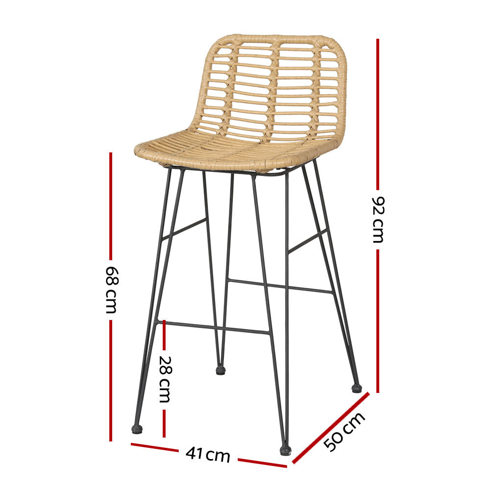 Gardeon 2-Piece Outdoor Bar Stools Wicker Dining Chair Bistro Patio Balcony