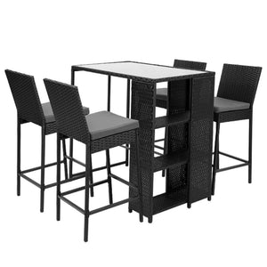 Gardeon Outdoor Bar Set Table Stools Furniture Wicker 5PCS
