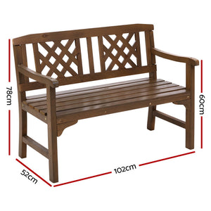 Gardeon Wooden Garden Bench 2 Seat Patio Furniture Timber Outdoor Lounge Chair Natural
