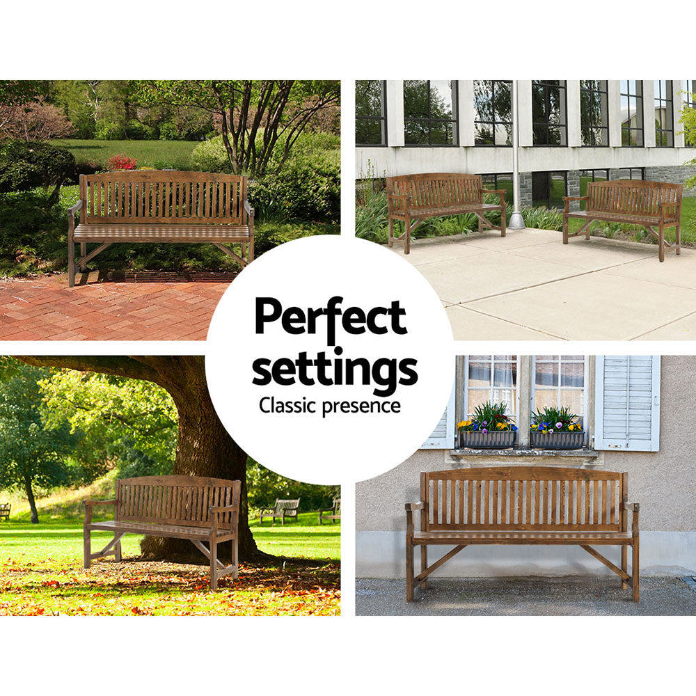 Gardeon Wooden Garden Bench Chair Natural Outdoor Furniture Décor Patio Deck 3 Seater