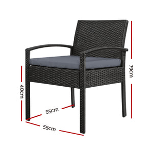 Gardeon Outdoor Furniture Bistro Wicker Chair Black
