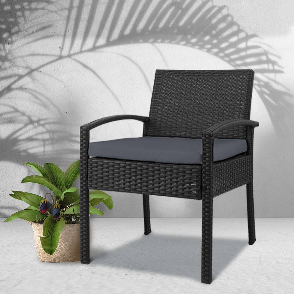 Gardeon Outdoor Furniture Bistro Wicker Chair Black