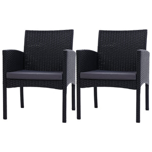 Set of 2 Outdoor Bistro Chairs Patio Furniture Dining Chair Wicker Garden Cushion Gardeon