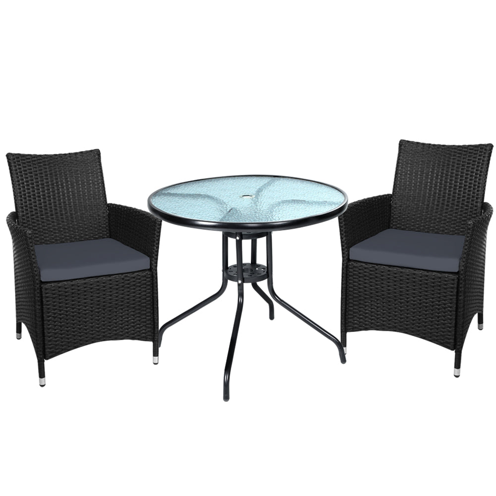 Gardeon Outdoor Furniture Dining Chair Table Bistro Set Wicker Patio Setting Tea Coffee Cafe Bar Set