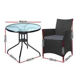 Gardeon Outdoor Furniture Dining Chair Table Bistro Set Wicker Patio Setting Tea Coffee Cafe Bar Set