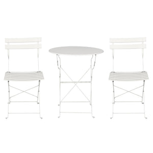 Gardeon 3PC Outdoor Bistro Set Steel Table and Chairs Patio Furniture White