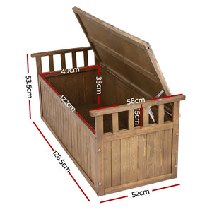 Gardeon Outdoor Storage Box Wooden Garden Bench 128.5cm Chest Tool Toy Sheds XL