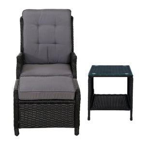 Gardeon Recliner Chairs Sun lounge Setting Outdoor Furniture Patio Garden Wicker