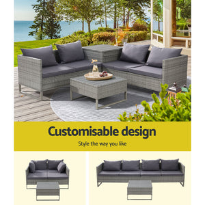 Gardeon Outdoor Sofa Furniture Garden Couch Lounge Set Patio Wicker Table Chairs