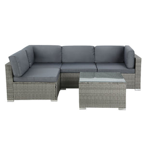 Gardeon 5-Piece Outdoor Furniture Sofa Set Wicker Lounge Setting Table Chairs