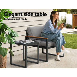 Gardeon Outdoor Sofa Set 3-Seater Corner Modular Lounge Setting Steel