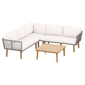 Gardeon 4pcs Outdoor Sofa Set Modular Aluminum Lounge Setting Wooden 5 Seaters