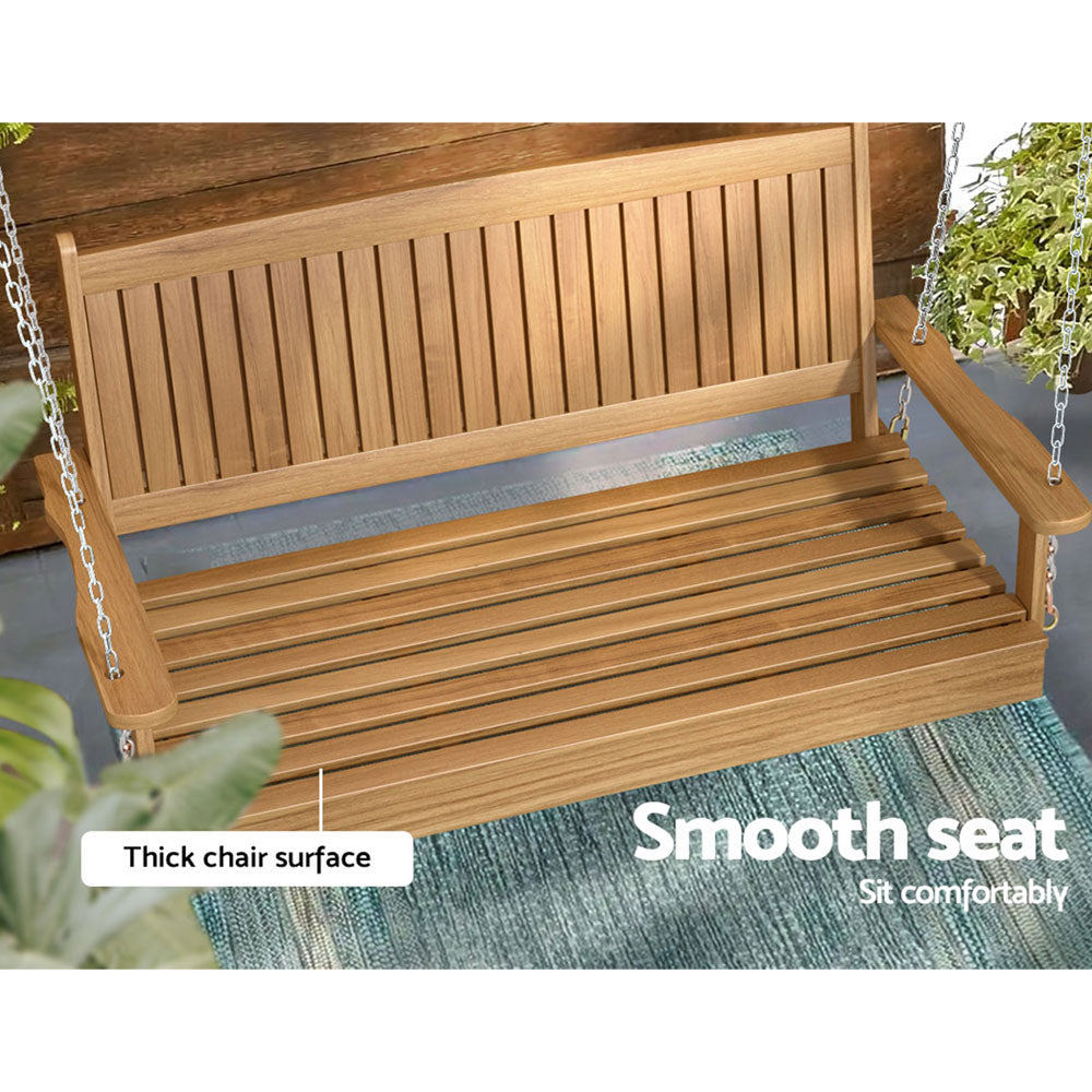 Gardeon Porch Swing Chair With Chain Outdoor Furniture Wooden Bench 2 Seat Teak