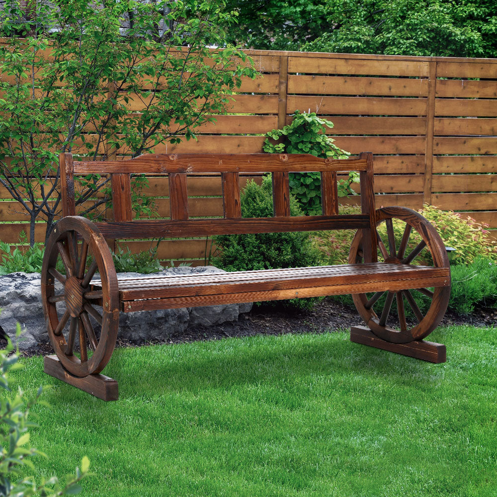 Gardeon Garden Bench Wooden Wagon Chair 3 Seat Outdoor Furniture Backyard Lounge Charcoal