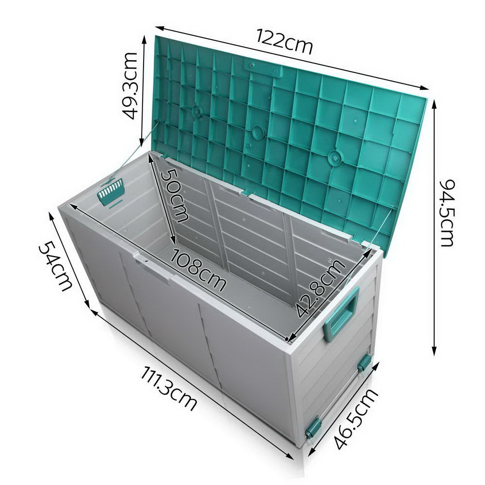 Gardeon Outdoor Storage Box 290L Lockable Organiser Garden Deck Shed Tool Green