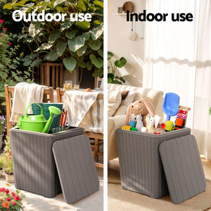 Gardeon Outdoor Storage Box 43L Container Side Table Garden Bench Tool