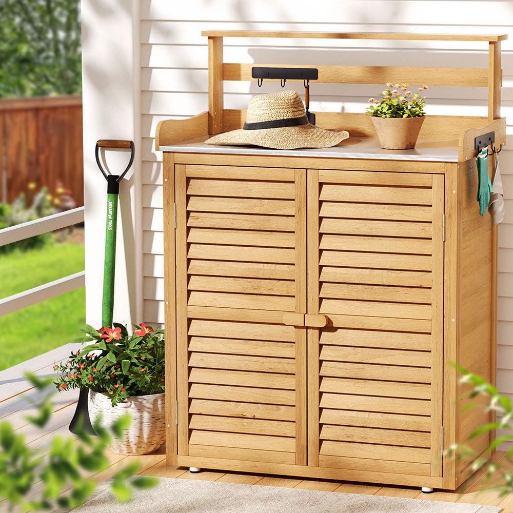 Gardeon Outdoor Storage Cabinet Box Potting Bench Table Shelf Chest Garden Shed
