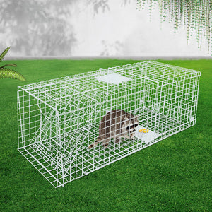 Humane Animal Trap Cage 150 x 50 x 53cm  - Silver