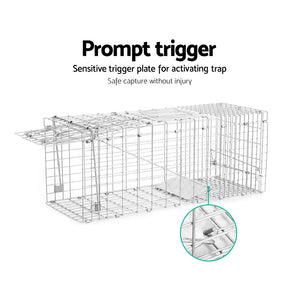 Humane Animal Trap Cage 94 x 34 x 36cm  - Silver